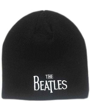 BoohooMAN The Beatles Drop T Logo Beanie - Black