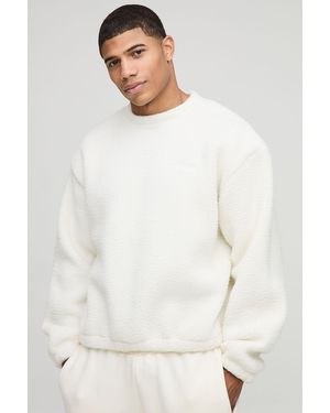 Boohoo Oversized Boxy Borg Man. Embroidered Sweatshirt - Blanco