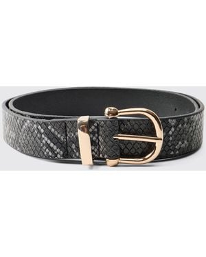 BoohooMAN Black Faux Snake Skin Belt