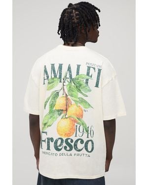 BoohooMAN Tall Oversized Amalfi Lemon Print T-shirt - Black