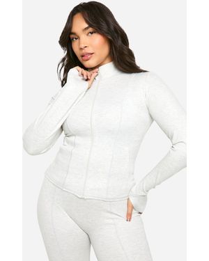 BoohooMAN Plus Dsgn Studio Ultra Sculpt Zip Through Jacket - White