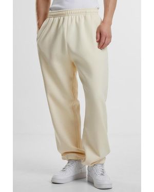 BoohooMAN Urban Classics Cotton Blend Fluffy Joggers With Elasticated Cuffs - Natural