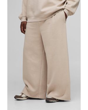 BoohooMAN Plus Basic Extreme Wide Leg Jogger - Natural