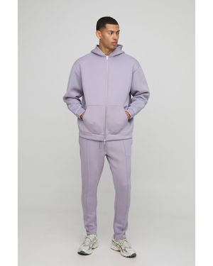 BoohooMAN Oversized Zip Through Bonded Scuba Hoodie - Gris