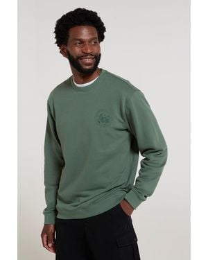 BoohooMAN Mountain Warehouse 'circle Mountain' Graphic Print Elastic Cuffs Crew Neck Sweatshirt - Green