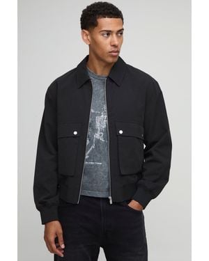 Technic Regular Fit Al Utility Cargo Pocket Harrington Jacket - Grey