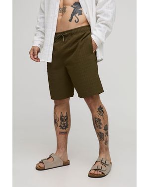 Boohoo Bañador Largo De Sirsaca Con Estampado De Cuadros - Verde