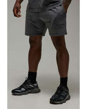 BoohooMAN Training Dept 5Inch Loose Fit Washed Shorts - Black