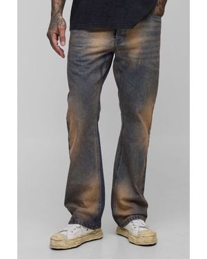 Boohoo Tall Extreme Tinted Stonewash Flared Jeans - Gris