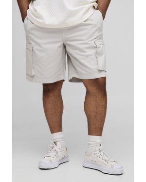 BoohooMAN Plus Bungee Waist Baggy Shorts - White