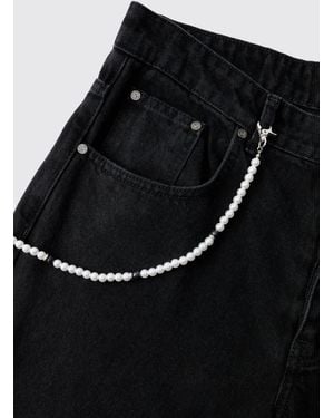 BoohooMAN Mock Pearl Jean Chain - Black