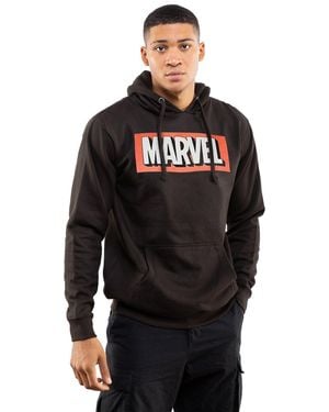 BoohooMAN Marvel Retro Logo Cotton Hoodie - Black