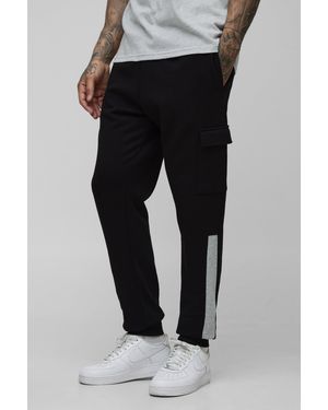 BoohooMAN Tall Slim Cargo Gusset Joggers - Black