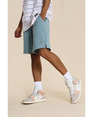 BoohooMAN Oversized Official Waistband Jersey Shorts - Blue