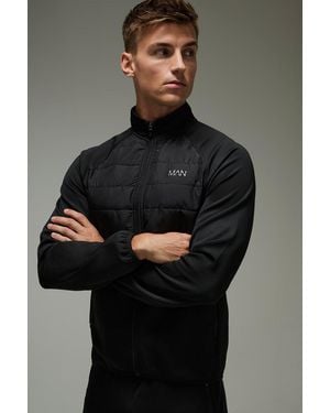 BoohooMAN Active Slim Fit Lightweight Quilted Zip Through - Gray
