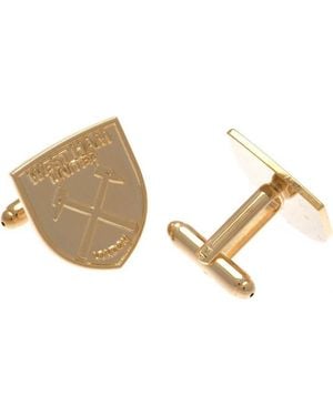 BoohooMAN West Ham United Fc Gold Plated Crest Cufflinks - Metallic