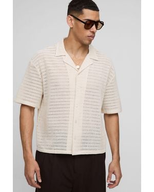 Boohoo Kastiges strukturiertes Oversize Hemd - Natur