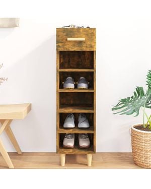 BoohooMAN Berkfield Home Shoe Cabinet Smoked Oak 30x35x105 Cm Engineered Wood - Black
