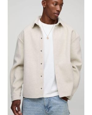 BoohooMAN Oversize Melton Overshirt - Natur