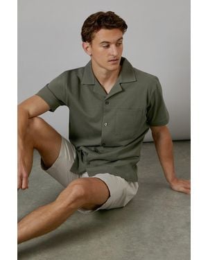 BoohooMAN Khaki Short Sleeve Revere Collar Jersey Shirt - Green