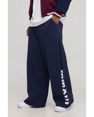 BoohooMAN Extreme Wide Leg Pleated Gusset Jogger - Blue