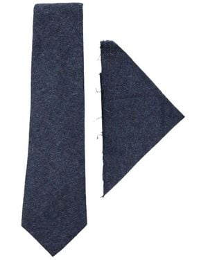 BoohooMAN Truclothing Tweed Tie Hankie Vintage Wool Herringbone - Blue