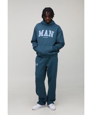 Boohoo Tall Oversized Boxy Print Hoodie & Baggy Fit Jogger Tracksuit - Blue