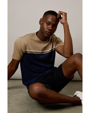 BoohooMAN Navy Colourblock T-shirt - Blue