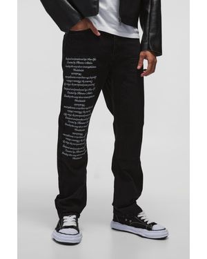 BoohooMAN Lockere Jeans mit Stickerei - Schwarz
