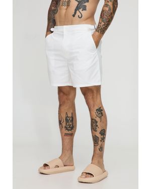 Boohoo Fixed Adjustable Waistband Smart Swimshort - White