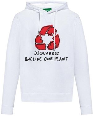 BoohooMAN Dsquared2 One Life One Planet White Hoodie