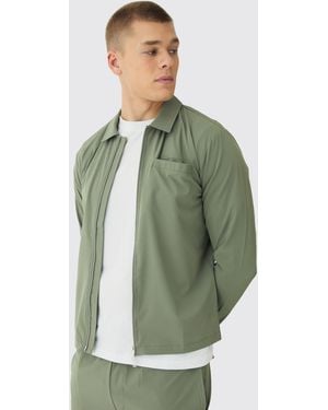 Technic Al Stretch Zip Through Long Sleeve Shirt - Green