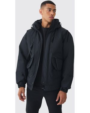 BoohooMAN Schwarzer Utility Parka mit Kapuze - Blau