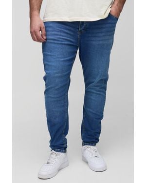 BoohooMAN Plus Stretch Skinny Jeans mit Kontrast-Naht - Blau