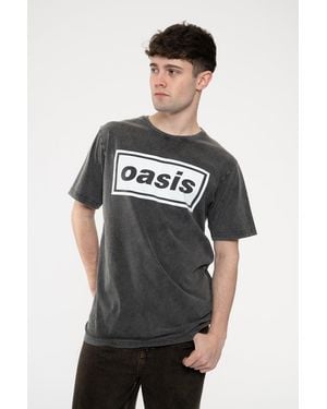 BoohooMAN Oasis Decca Logo Limited Edition 999 Only Premium Wash T Shirt - Black