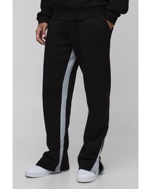 BoohooMAN Tall Relaxed Split Hem Gusset Joggers - Black