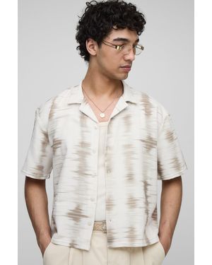 Boohoo Oversized Boxy Tie Dye Slub Revere Shirt - White
