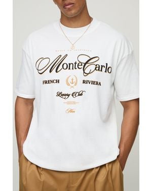 Boohoo Oversized Monte Carlo Cigar Club T-Shirt in White