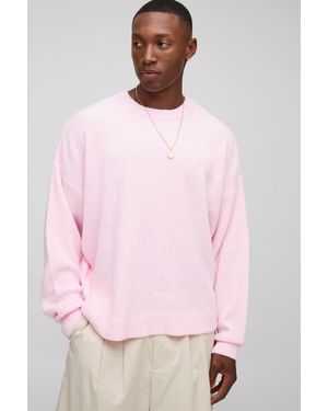 BoohooMAN Kastiger gerippter Oversize Man Pullover - Pink