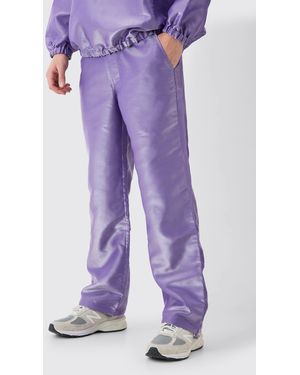 BoohooMAN Liquid Metallic Parachute Trousers - Purple