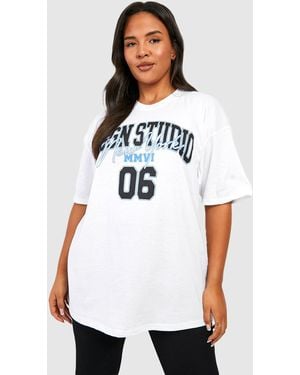 BoohooMAN Plus Dsgn Studio Varsity T-shirt - White