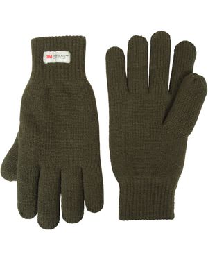 BoohooMAN Mountain Warehouse Double Lined Warm Soft Lightweight Knitted Skiing Winter Gloves - Green