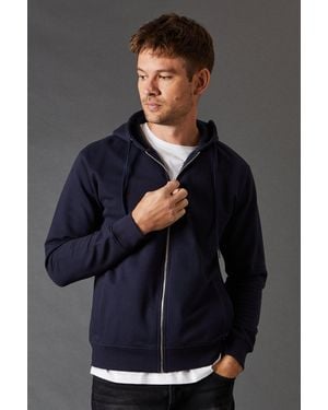 BoohooMAN Navy Textured Zip Through Hoody - Blue