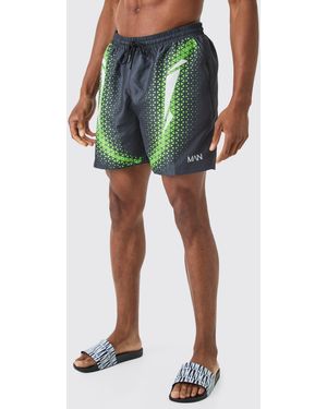 BoohooMAN Mid Length Sports Swim Trunks - Green