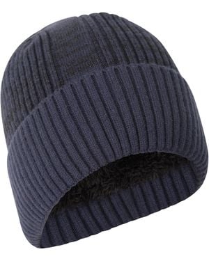 BoohooMAN Mountain Warehouse Warm And Cosy Lightweight Fur Lined Comfortable Classic Ribbed Beanie - Blue