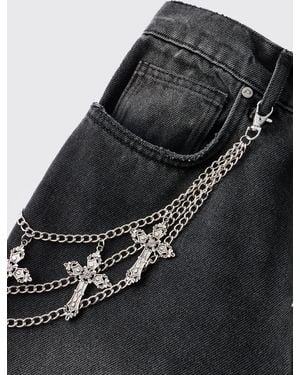 BoohooMAN Multiple Cross Jean Chain - Black