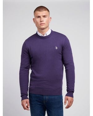 BoohooMAN U.s. Polo Assn. Lightweight Crew Neck Jumper - Blue