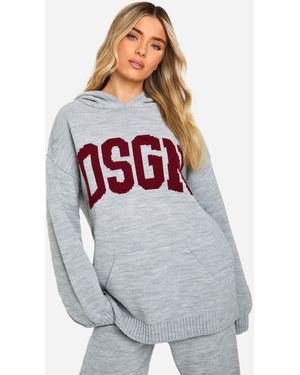 BoohooMAN Dsgn Studio Oversized Knitted Hoodie - Grey
