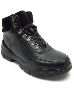 BoohooMAN Off The Hook 'asher' Lace Up Hiking Leather Boots - Black