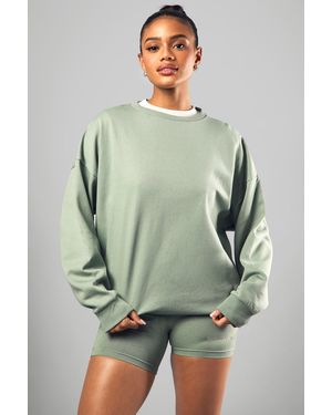 BoohooMAN Dsgn Studio Oversized Jumper And Cycling Short Set - Green